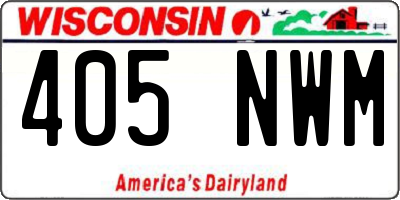 WI license plate 405NWM