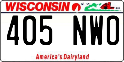 WI license plate 405NWO