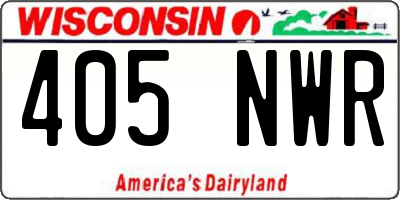 WI license plate 405NWR