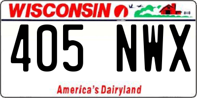 WI license plate 405NWX