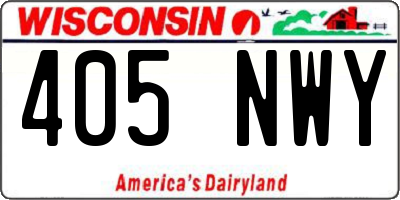 WI license plate 405NWY