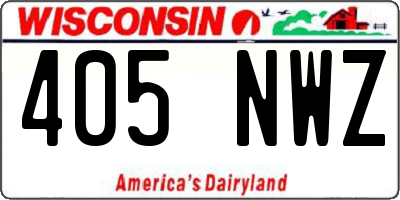 WI license plate 405NWZ