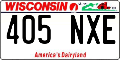 WI license plate 405NXE