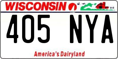 WI license plate 405NYA