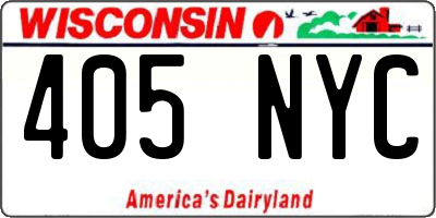 WI license plate 405NYC
