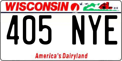 WI license plate 405NYE