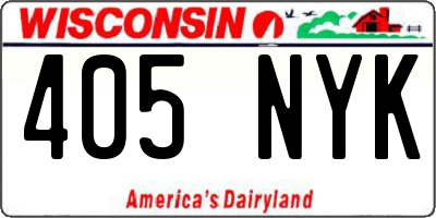 WI license plate 405NYK