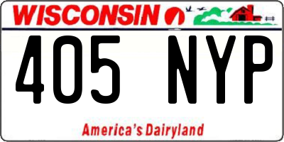 WI license plate 405NYP
