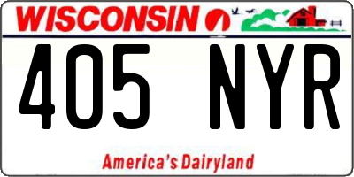 WI license plate 405NYR