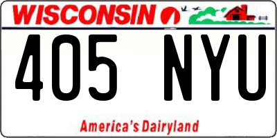 WI license plate 405NYU