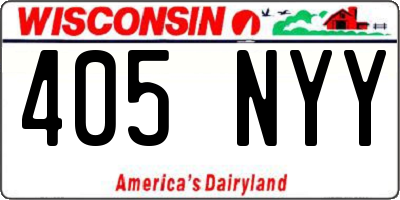 WI license plate 405NYY