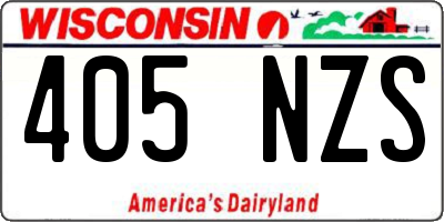 WI license plate 405NZS