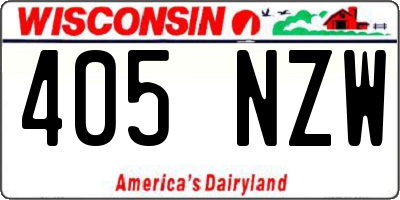 WI license plate 405NZW