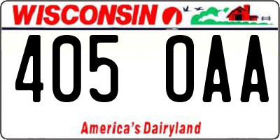 WI license plate 405OAA