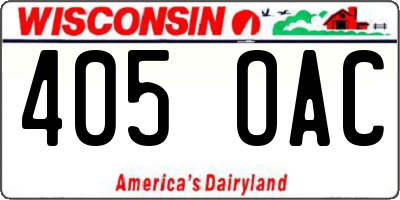 WI license plate 405OAC