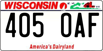 WI license plate 405OAF