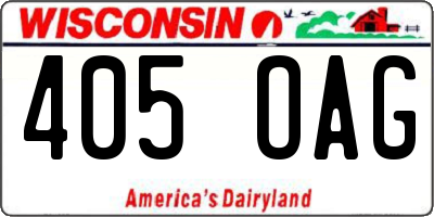WI license plate 405OAG