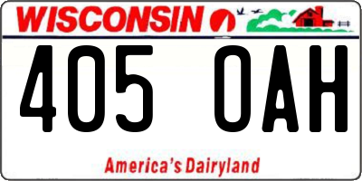 WI license plate 405OAH