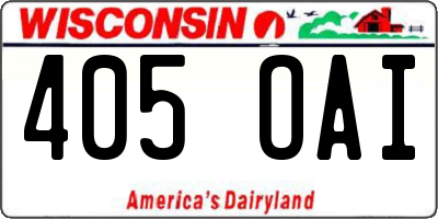WI license plate 405OAI
