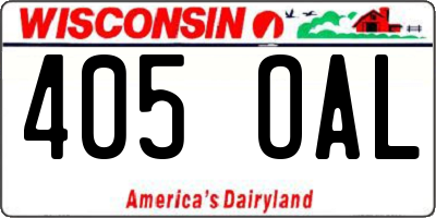 WI license plate 405OAL
