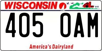 WI license plate 405OAM