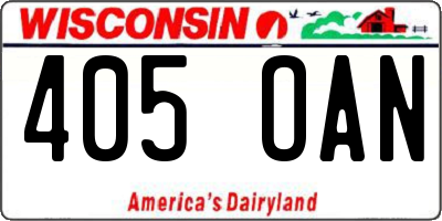 WI license plate 405OAN