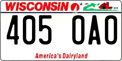 WI license plate 405OAO