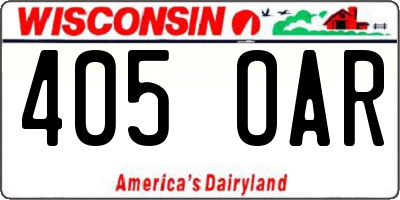 WI license plate 405OAR