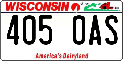 WI license plate 405OAS