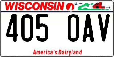 WI license plate 405OAV