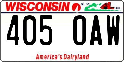 WI license plate 405OAW