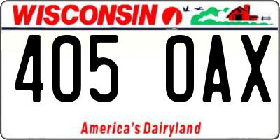 WI license plate 405OAX