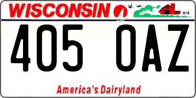 WI license plate 405OAZ