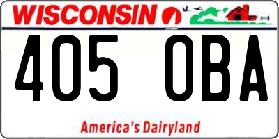 WI license plate 405OBA