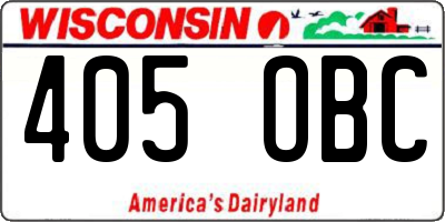 WI license plate 405OBC