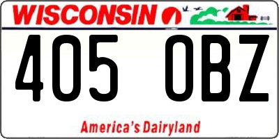 WI license plate 405OBZ