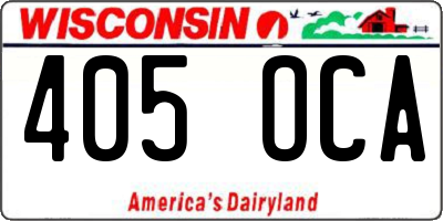 WI license plate 405OCA