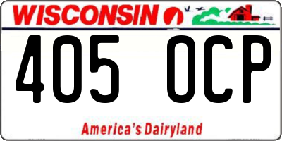 WI license plate 405OCP