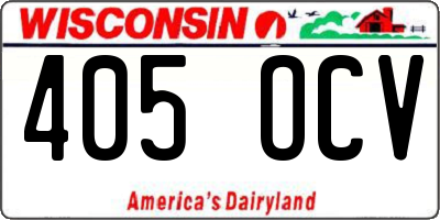 WI license plate 405OCV