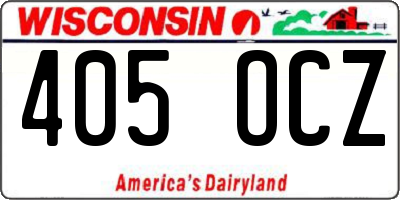 WI license plate 405OCZ