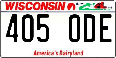 WI license plate 405ODE