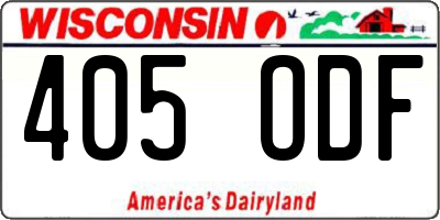 WI license plate 405ODF