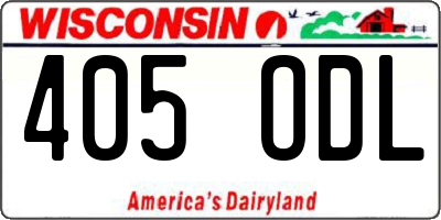 WI license plate 405ODL