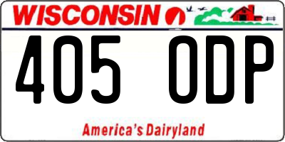 WI license plate 405ODP
