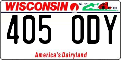 WI license plate 405ODY