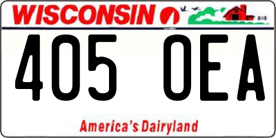 WI license plate 405OEA