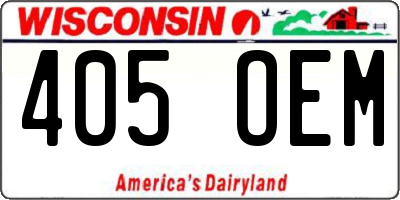 WI license plate 405OEM