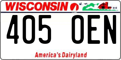 WI license plate 405OEN