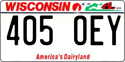 WI license plate 405OEY