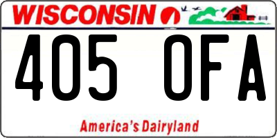 WI license plate 405OFA